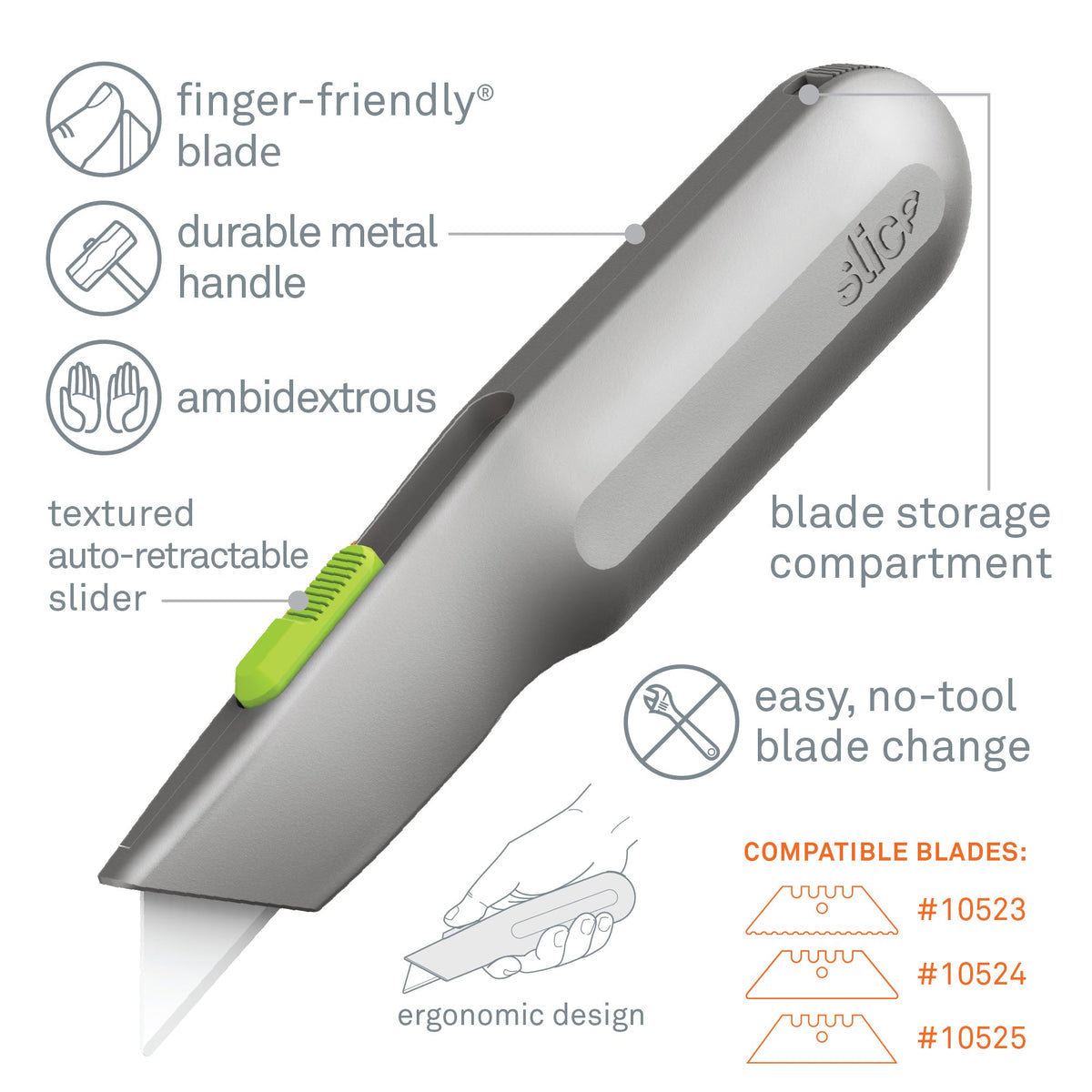 Slice Auto-Retractable Metal-Handle Utility Knife