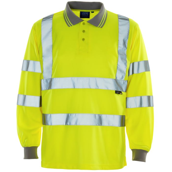 Supertouch Mens Hi-Vis Class 3 Long Sleeve Polo Shirt