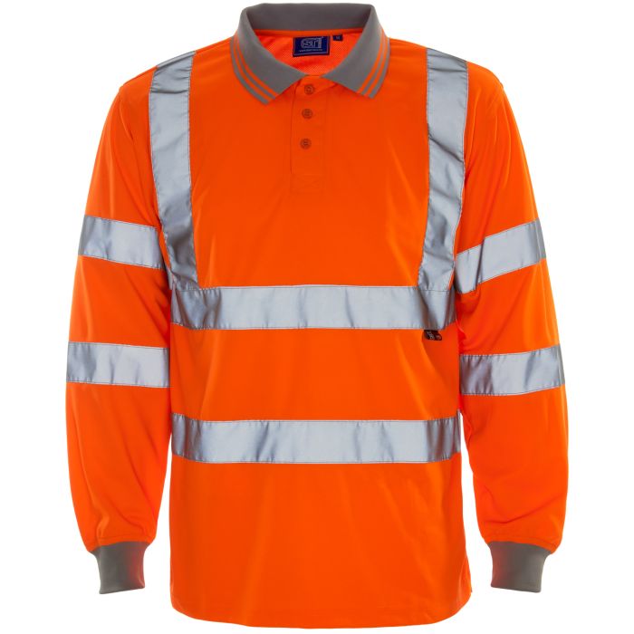 Supertouch Mens Hi-Vis Class 3 Long Sleeve Polo Shirt