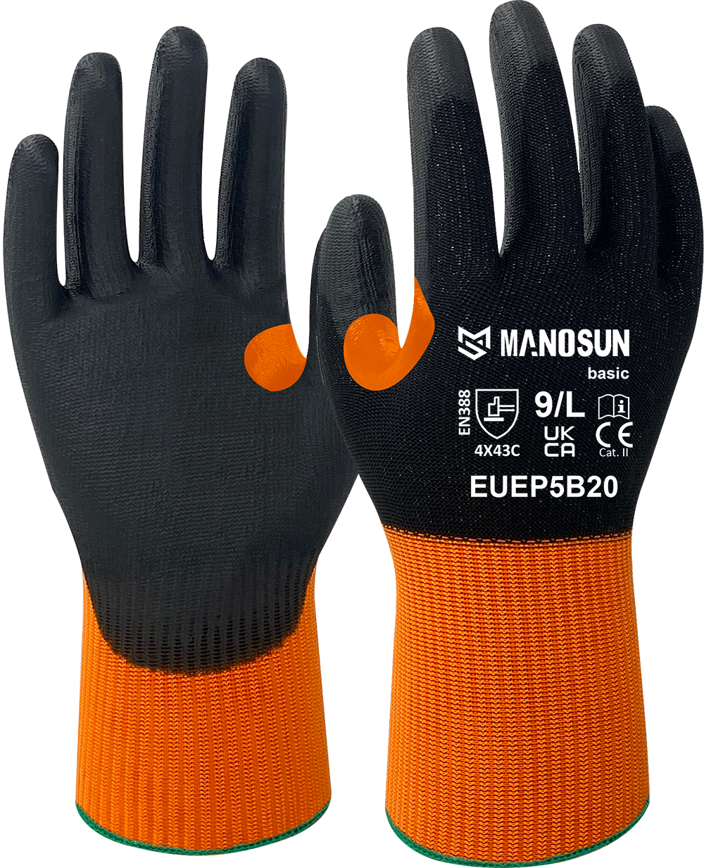 Manosun Basic Gloves Cut Level C PU 13 Gauge