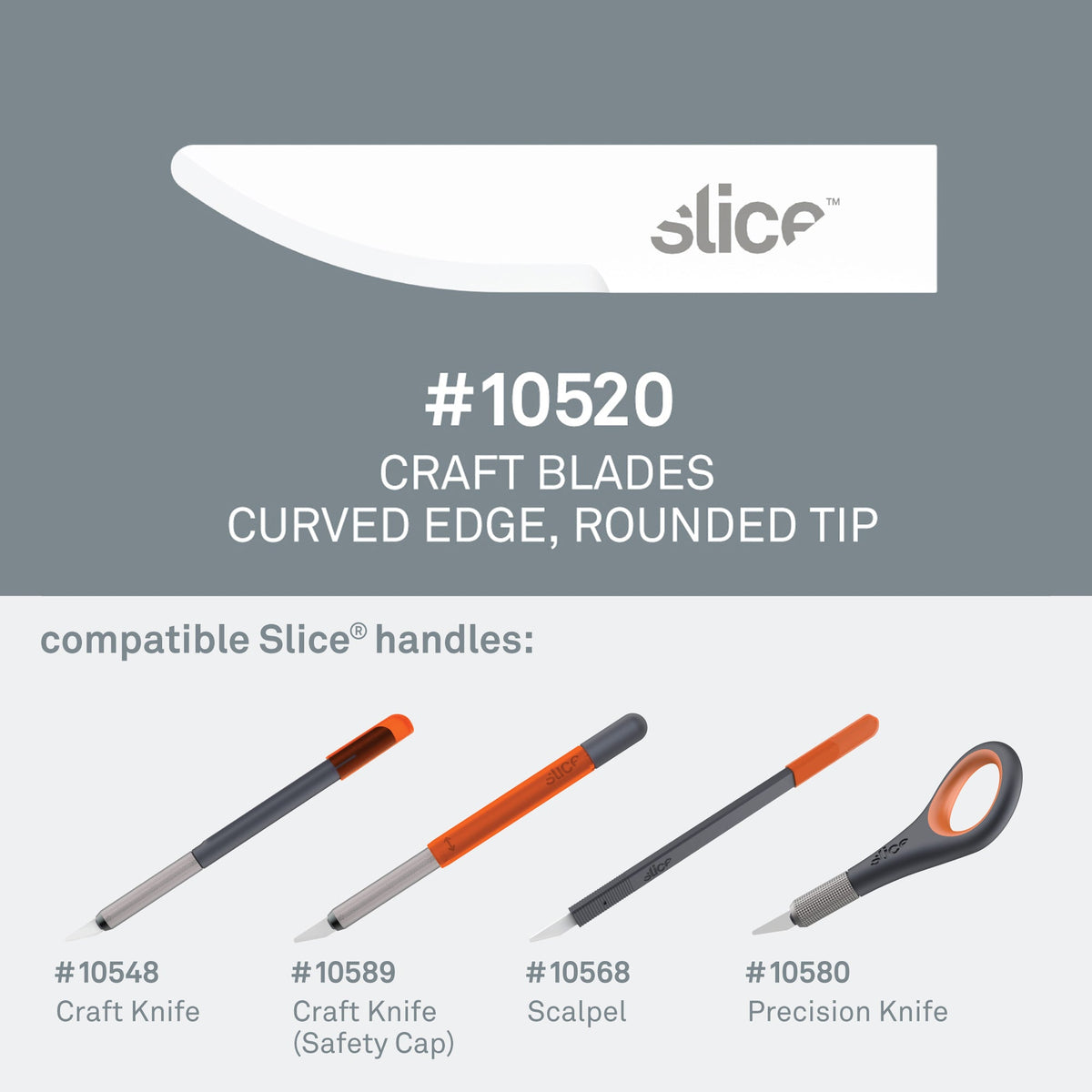 Slice Ceramic Curved Edge, Rounded Tip Knife Blades