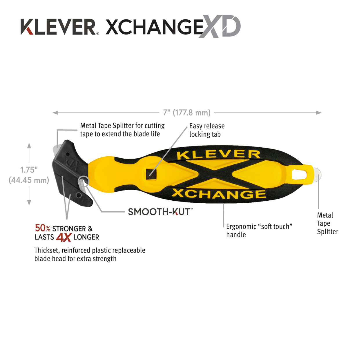 Klever™ XChangeXD Recessed Blade Safety Cutter with Replaceable Head